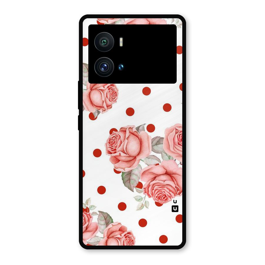 Red Peach Shade Flowers Metal Back Case for iQOO 9 Pro