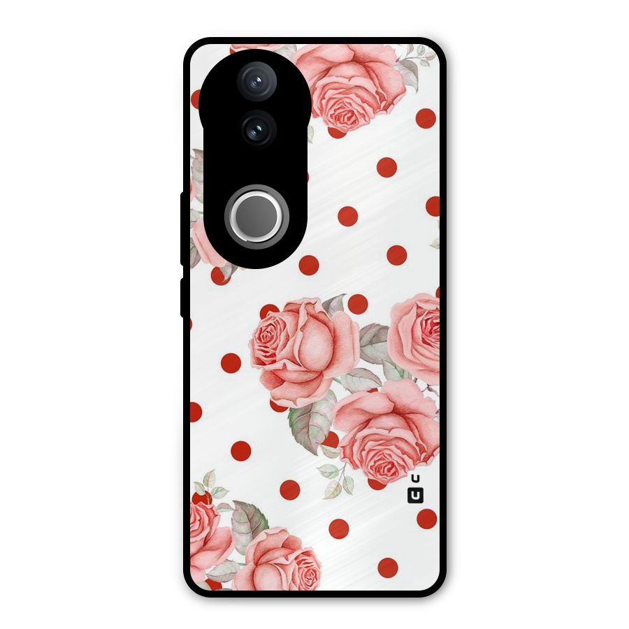 Red Peach Shade Flowers Metal Back Case for iQOO Z10R