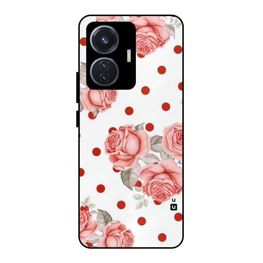 Red Peach Shade Flowers Metal Back Case for iQOO Z6 44W