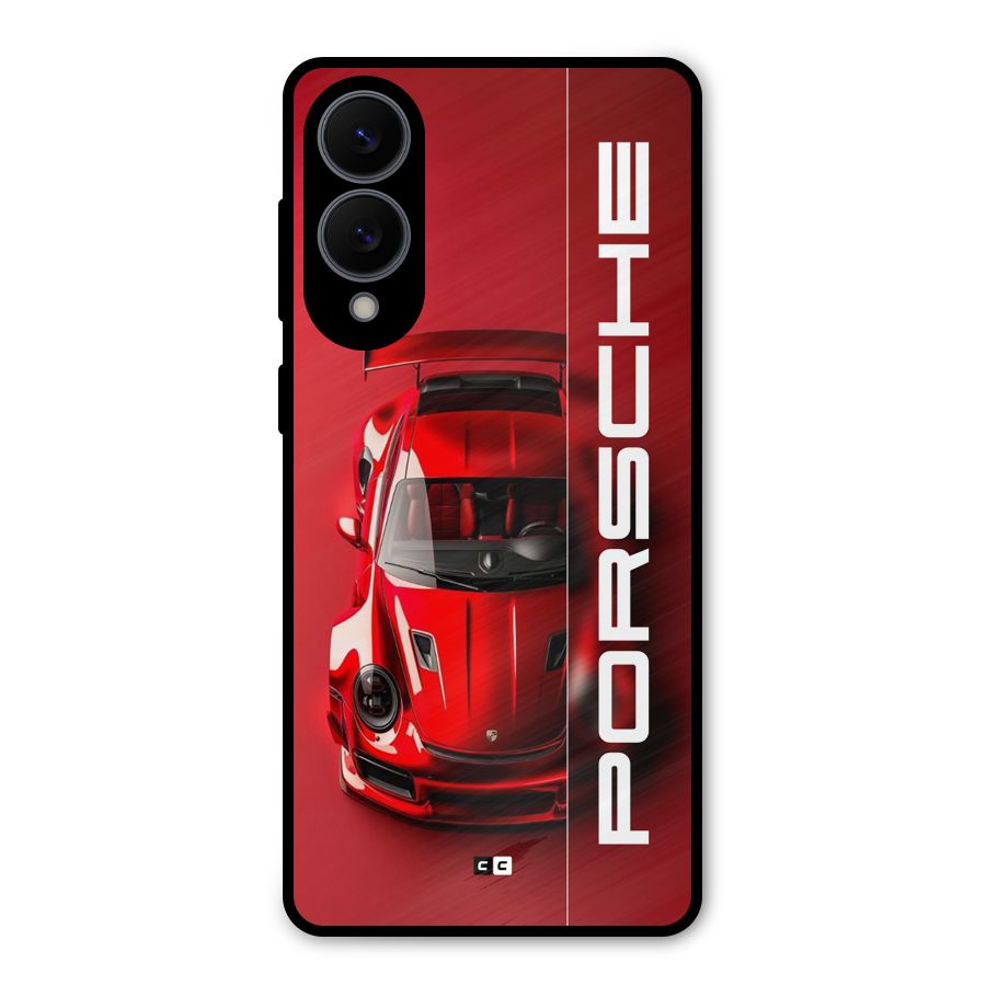 Red Porsche Metal Back Case for Galaxy S25 Edge