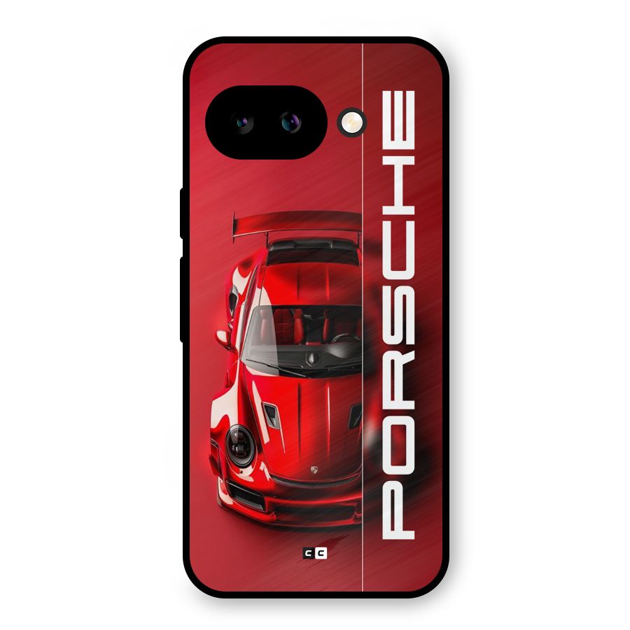 Red Porsche Metal Back Case for Google Pixel 9a