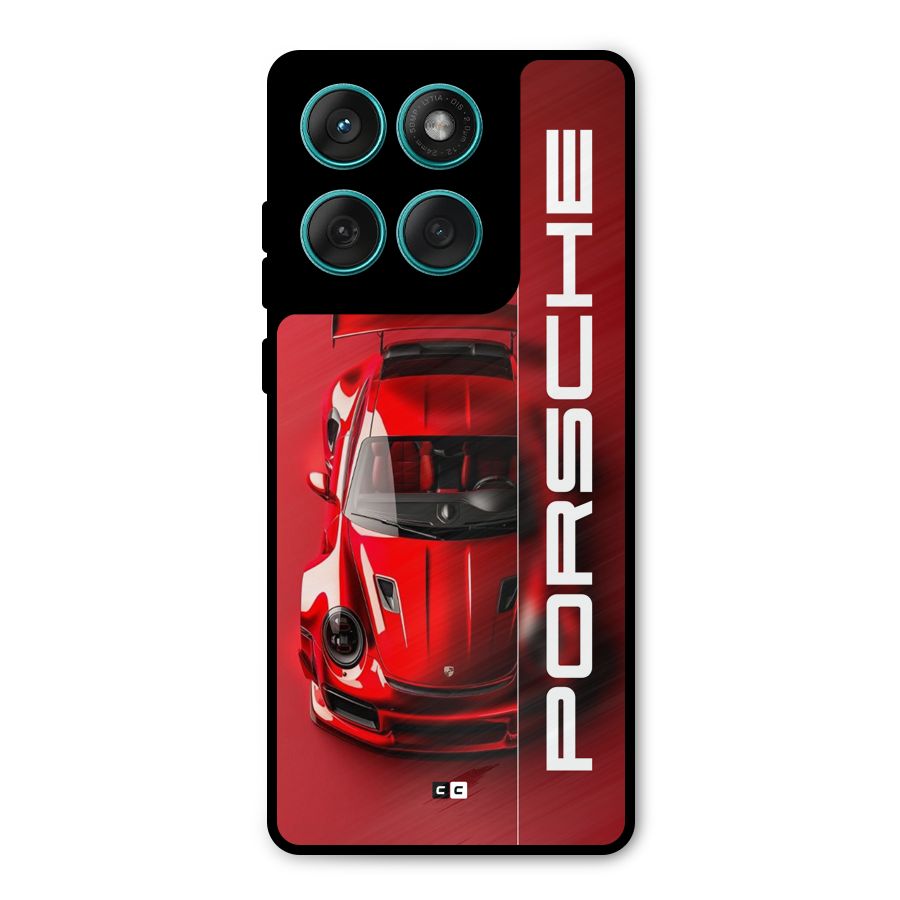 Red Porsche Metal Back Case for Motorola Edge 60 Fusion