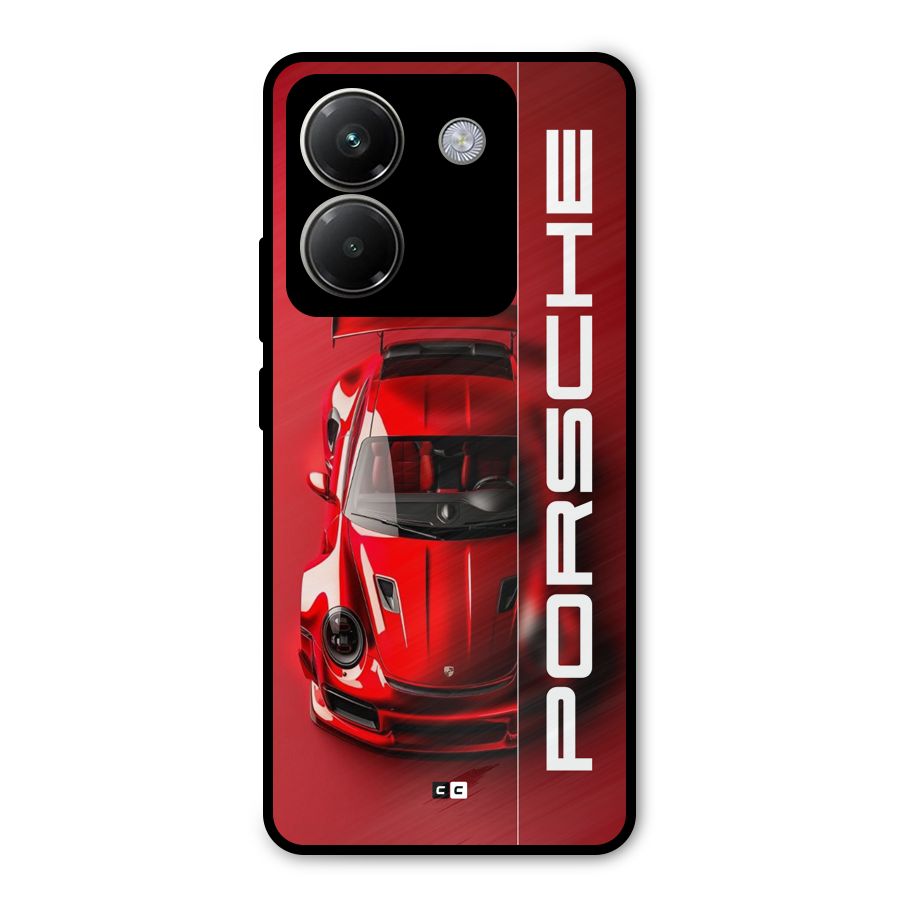 Red Porsche Metal Back Case for Poco M7 Pro 5G
