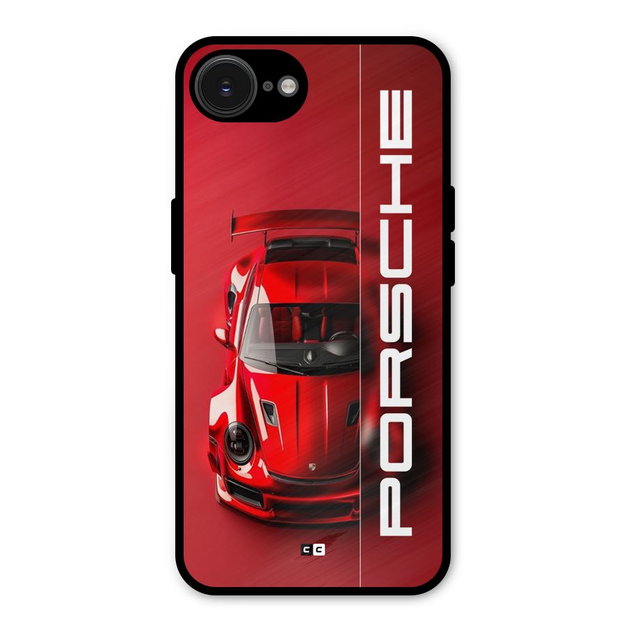 Red Porsche Metal Back Case for iPhone 16e