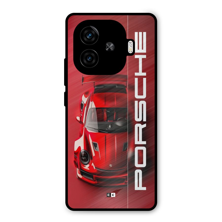 Red Porsche Metal Back Case for iQOO Z9 Turbo