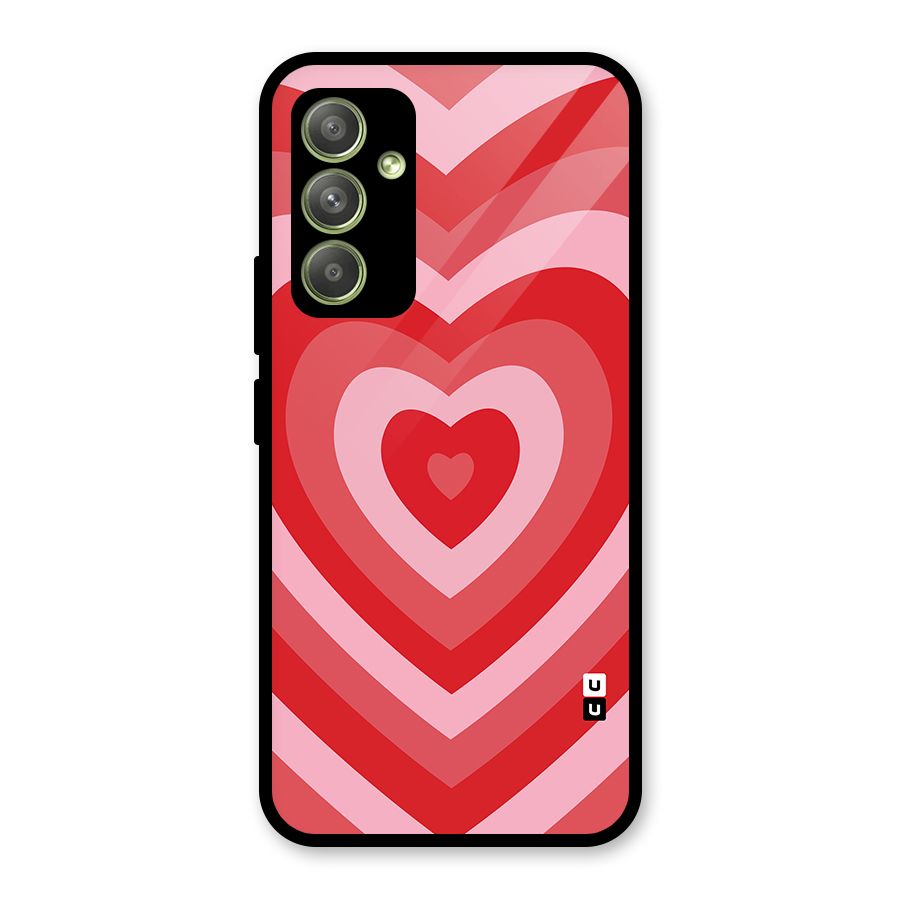 Red Retro Hearts Glass Back Case for Galaxy A54