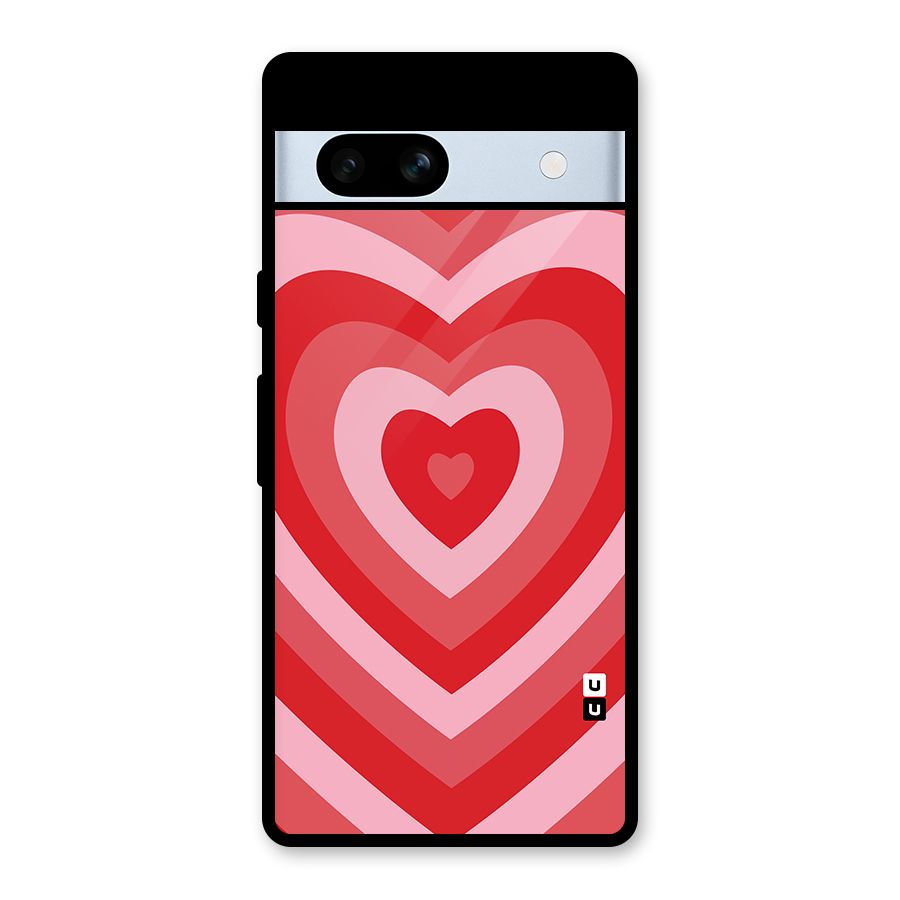 Red Retro Hearts Glass Back Case for Google Pixel 7a