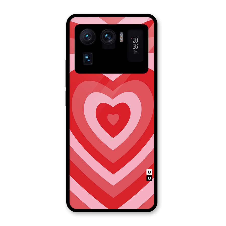 Red Retro Hearts Glass Back Case for Mi 11 Ultra