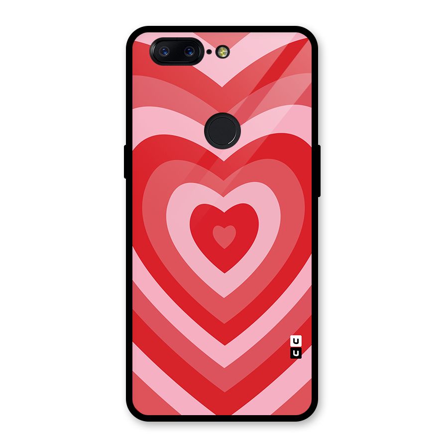 Red Retro Hearts Glass Back Case for OnePlus 5T
