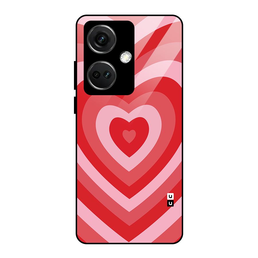 Red Retro Hearts Glass Back Case for OnePlus Nord CE 3 5G