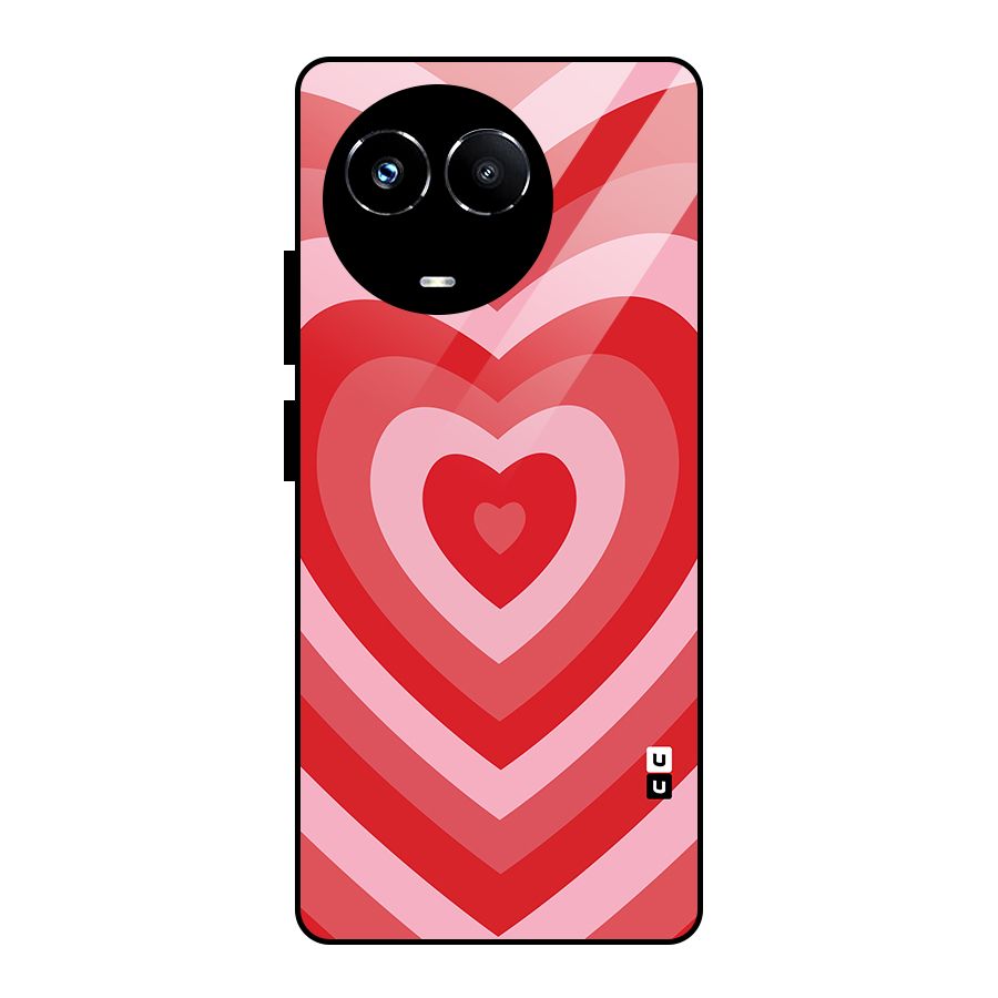 Red Retro Hearts Glass Back Case for Realme 11X
