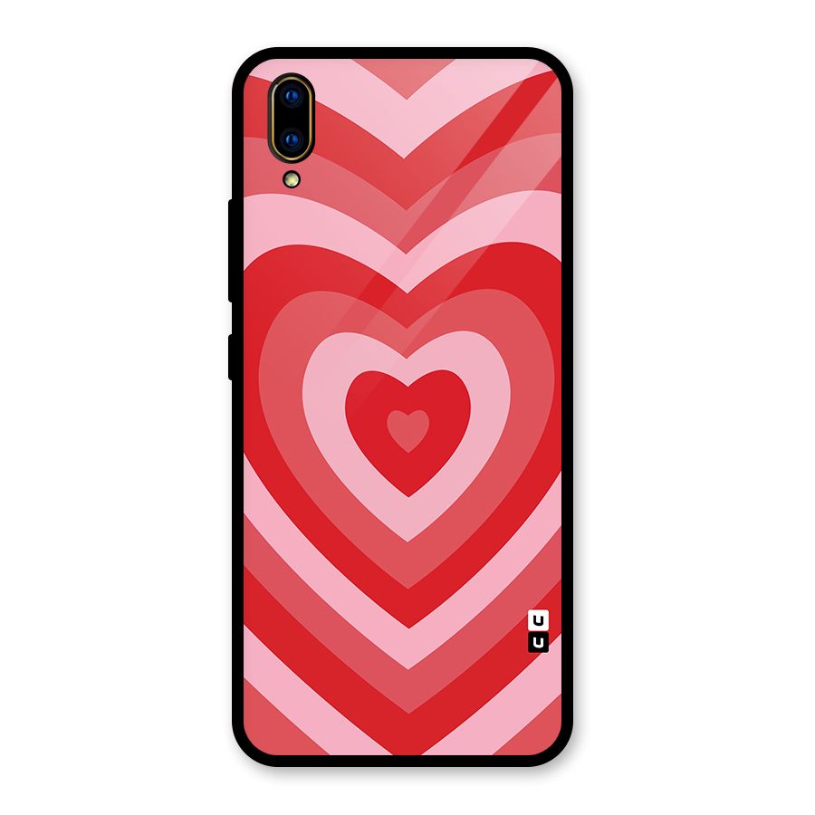 Red Retro Hearts Glass Back Case for Vivo V11 Pro