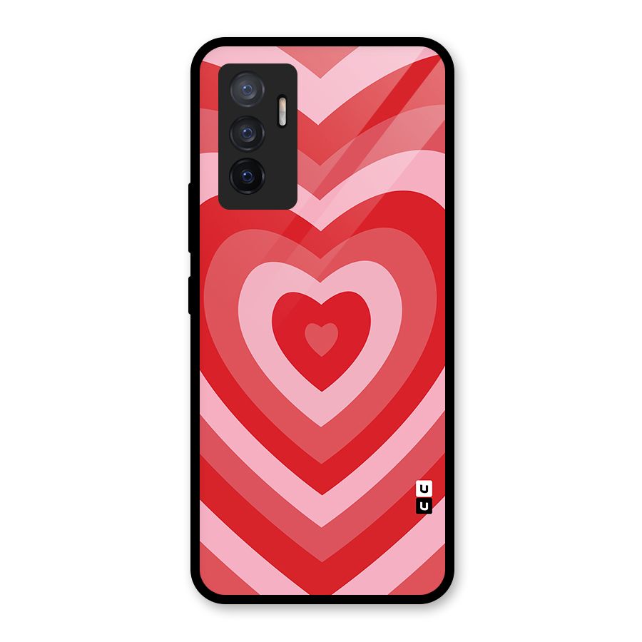 Red Retro Hearts Glass Back Case for Vivo V23e