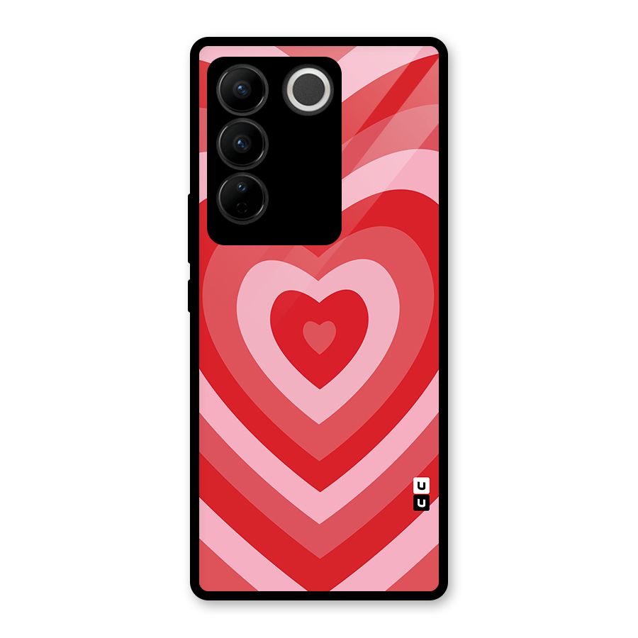 Red Retro Hearts Glass Back Case for Vivo V27 Pro