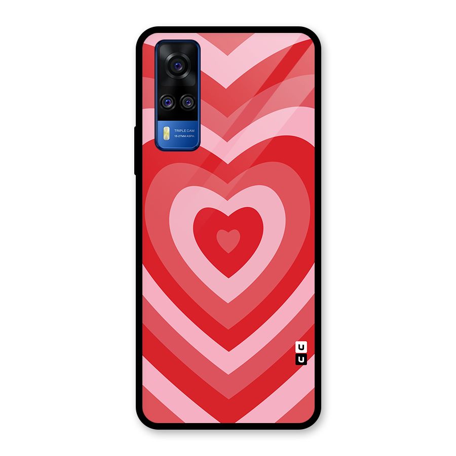 Red Retro Hearts Glass Back Case for Vivo Y31