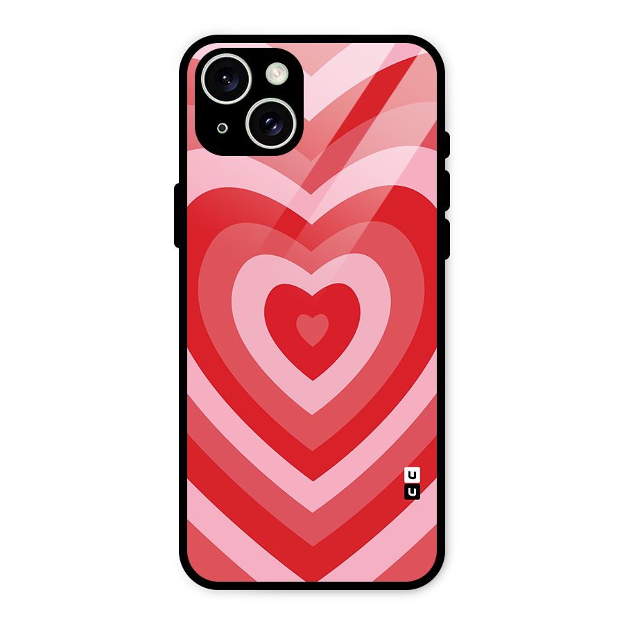 Red Retro Hearts Glass Back Case for iPhone 15 Plus