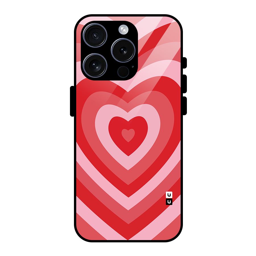 Red Retro Hearts Glass Back Case for iPhone 15 Pro