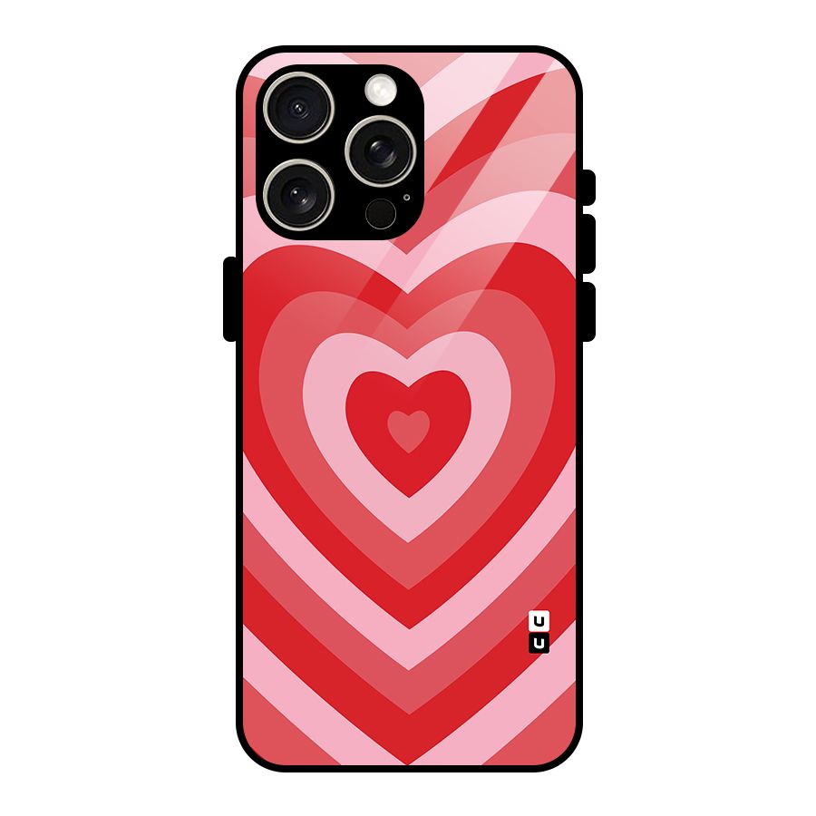 Red Retro Hearts Glass Back Case for iPhone 15 Pro Max