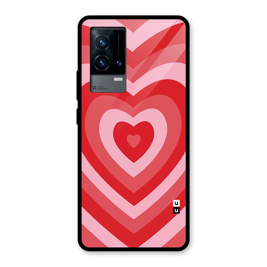 Red Retro Hearts Glass Back Case for iQOO 9 5G