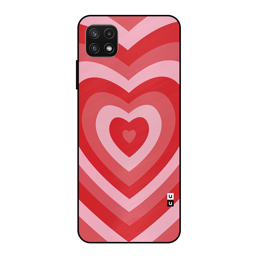 Red Retro Hearts Metal Back Case for Galaxy A22 5G