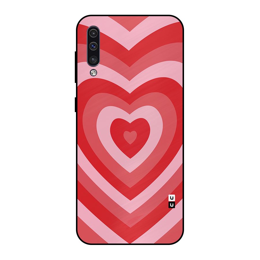 Red Retro Hearts Metal Back Case for Galaxy A30s