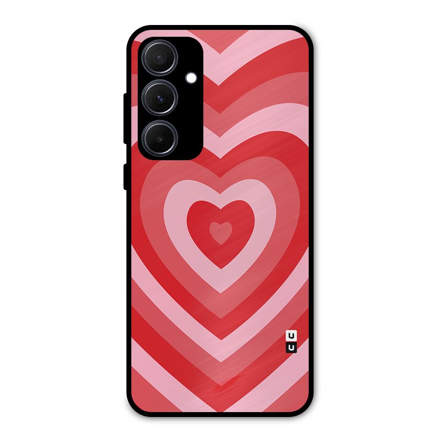 Red Retro Hearts Metal Back Case for Galaxy A35