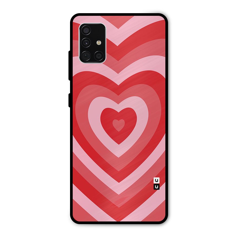 Red Retro Hearts Metal Back Case for Galaxy A51