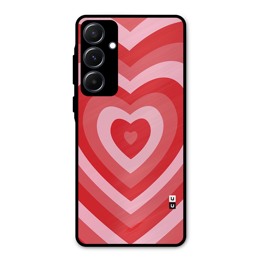 Red Retro Hearts Metal Back Case for Galaxy A55