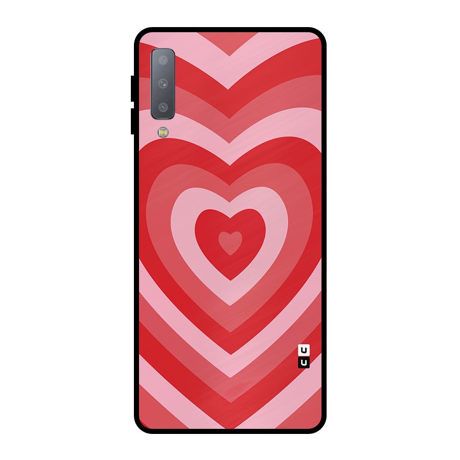Red Retro Hearts Metal Back Case for Galaxy A7 (2018)