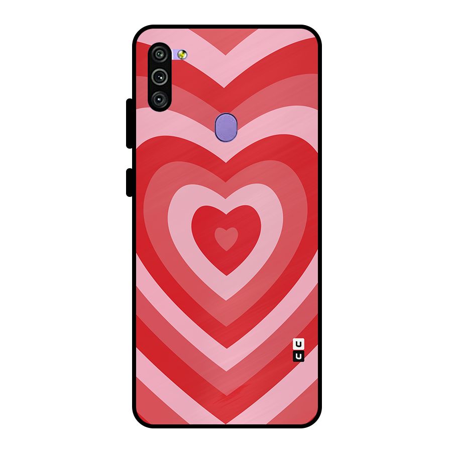 Red Retro Hearts Metal Back Case for Galaxy M11