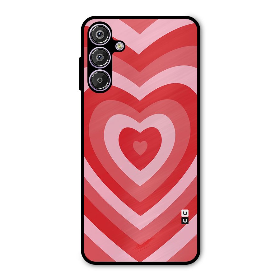 Red Retro Hearts Metal Back Case for Galaxy M15