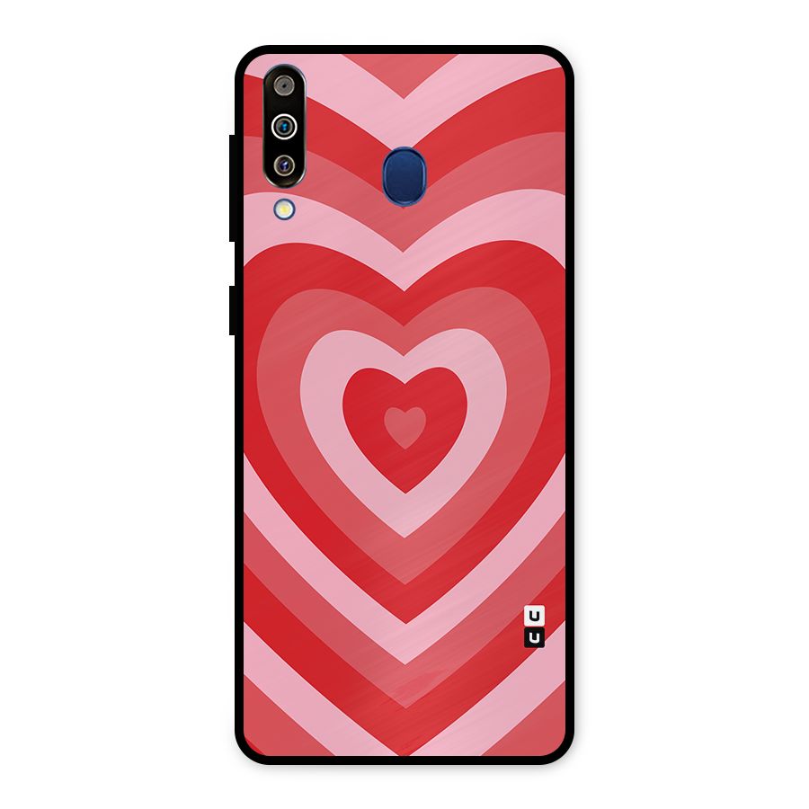 Red Retro Hearts Metal Back Case for Galaxy M30