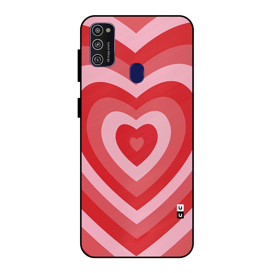 Red Retro Hearts Metal Back Case for Galaxy M30s