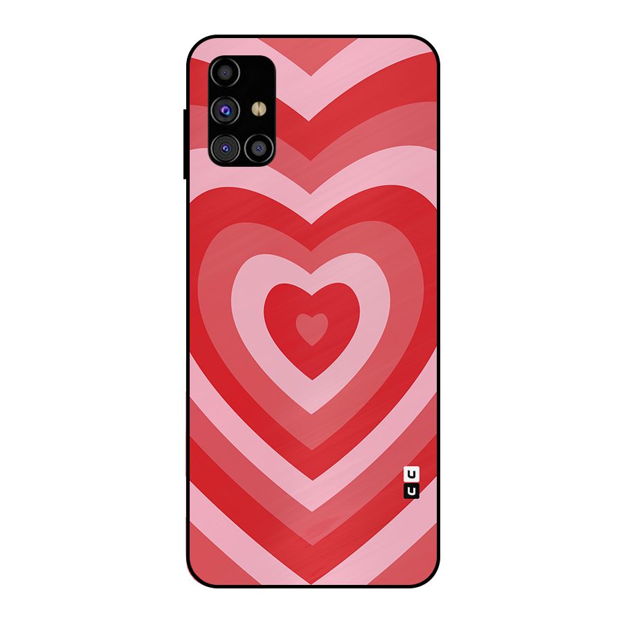 Red Retro Hearts Metal Back Case for Galaxy M31s