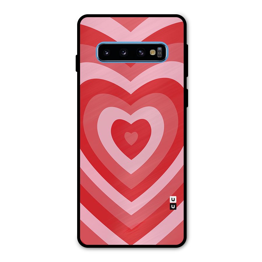 Red Retro Hearts Metal Back Case for Galaxy S10