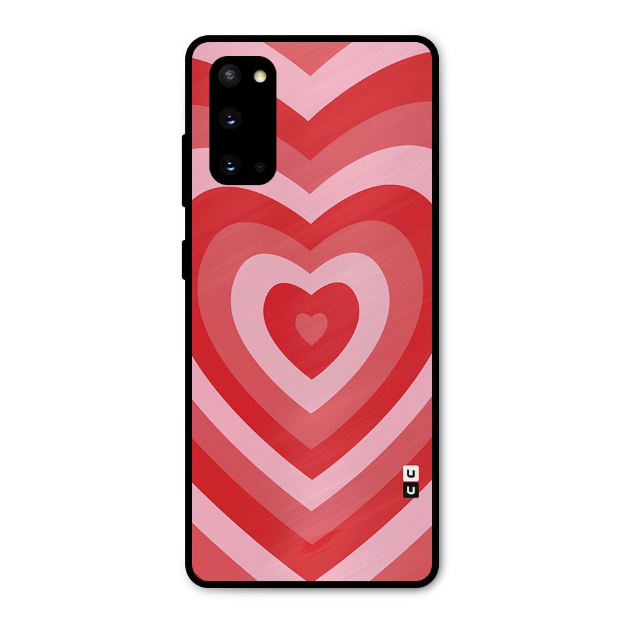 Red Retro Hearts Metal Back Case for Galaxy S20