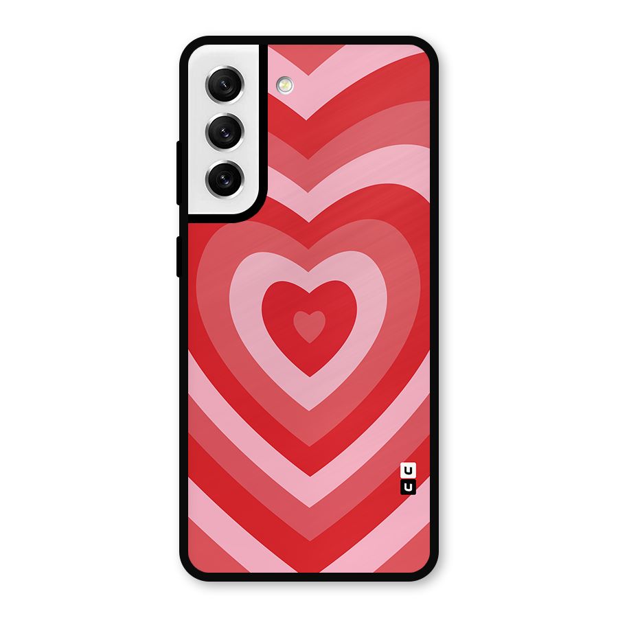 Red Retro Hearts Metal Back Case for Galaxy S21 FE 5G