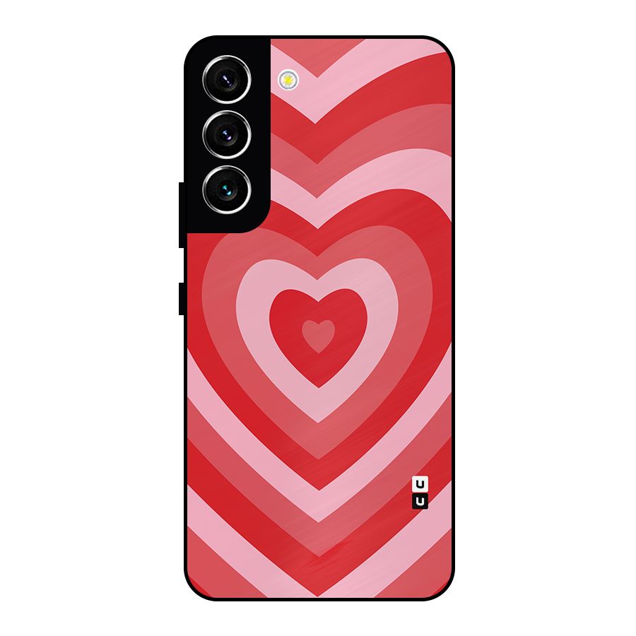 Red Retro Hearts Metal Back Case for Galaxy S22 5G