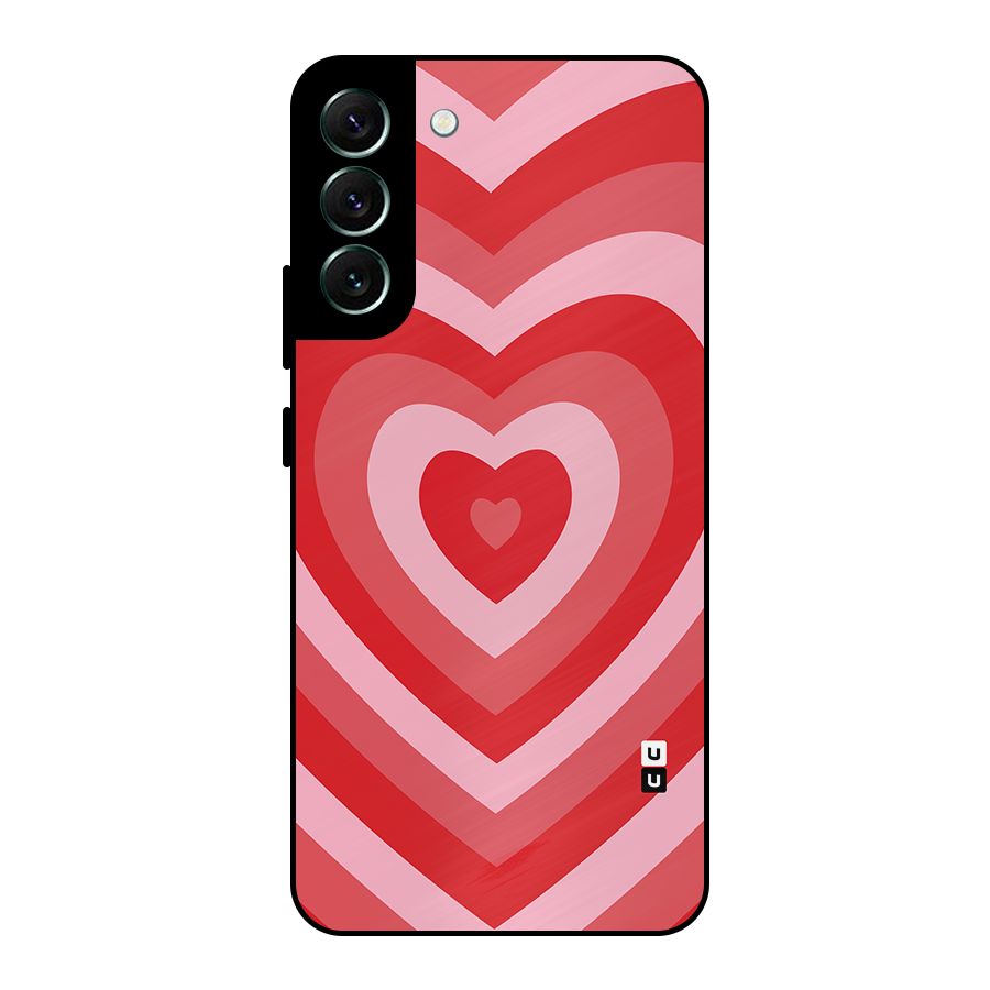 Red Retro Hearts Metal Back Case for Galaxy S22 Plus 5G