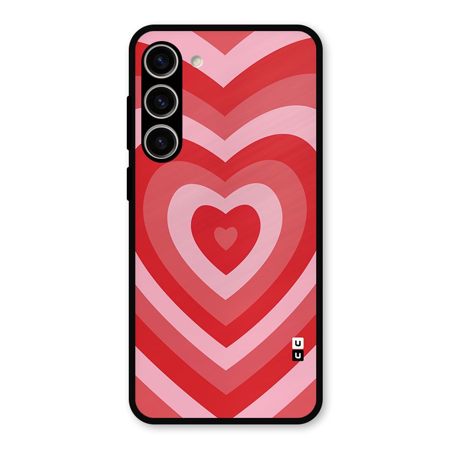 Red Retro Hearts Metal Back Case for Galaxy S23 Plus