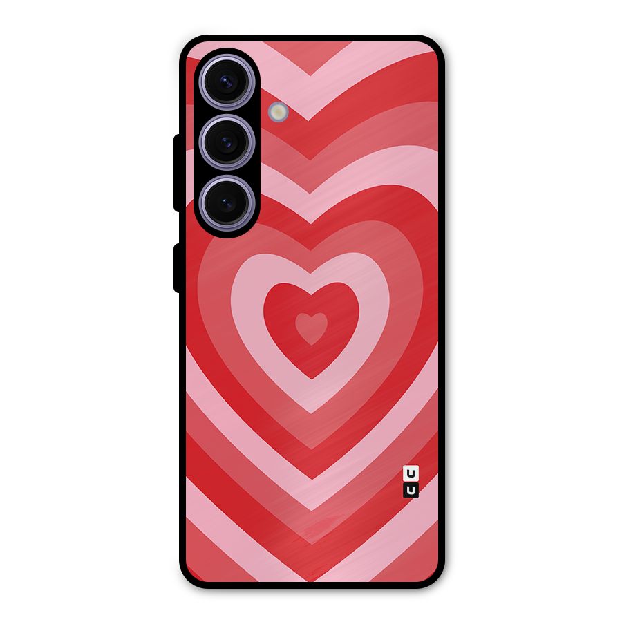Red Retro Hearts Metal Back Case for Galaxy S24