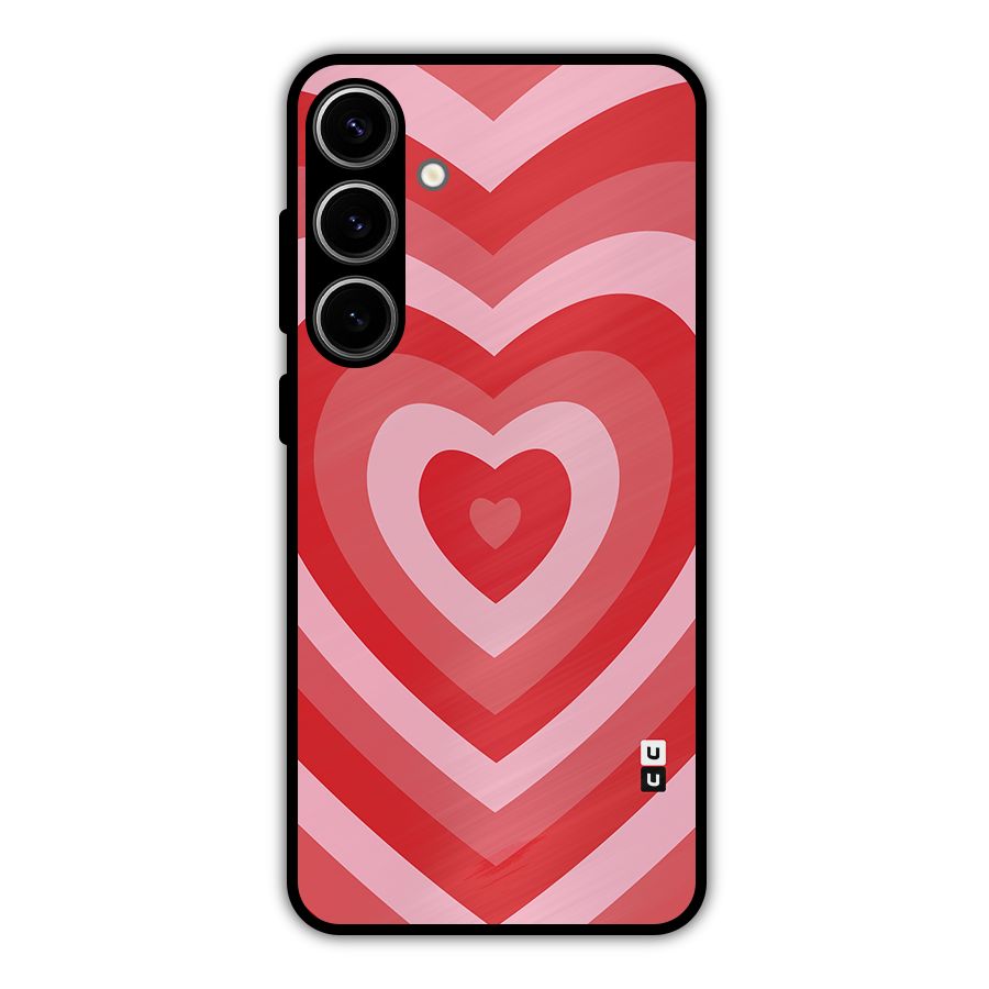 Red Retro Hearts Metal Back Case for Galaxy S24 Plus