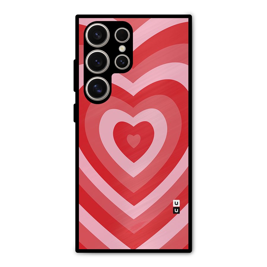 Red Retro Hearts Metal Back Case for Galaxy S24 Ultra