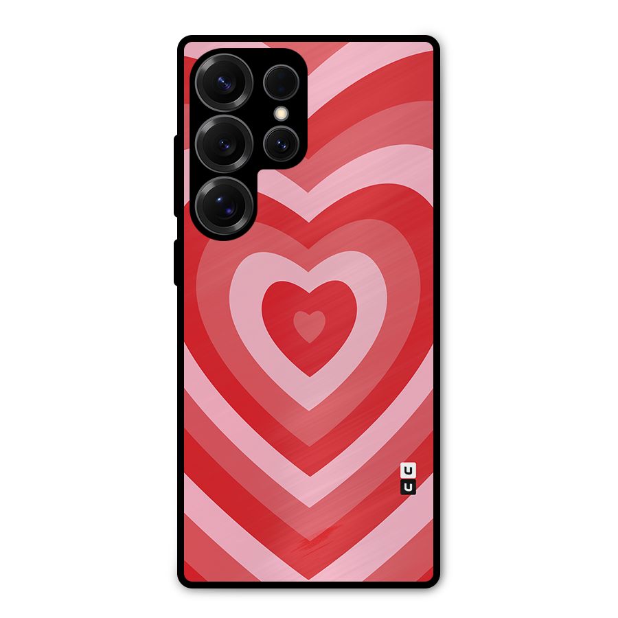 Red Retro Hearts Metal Back Case for Galaxy S25 Ultra