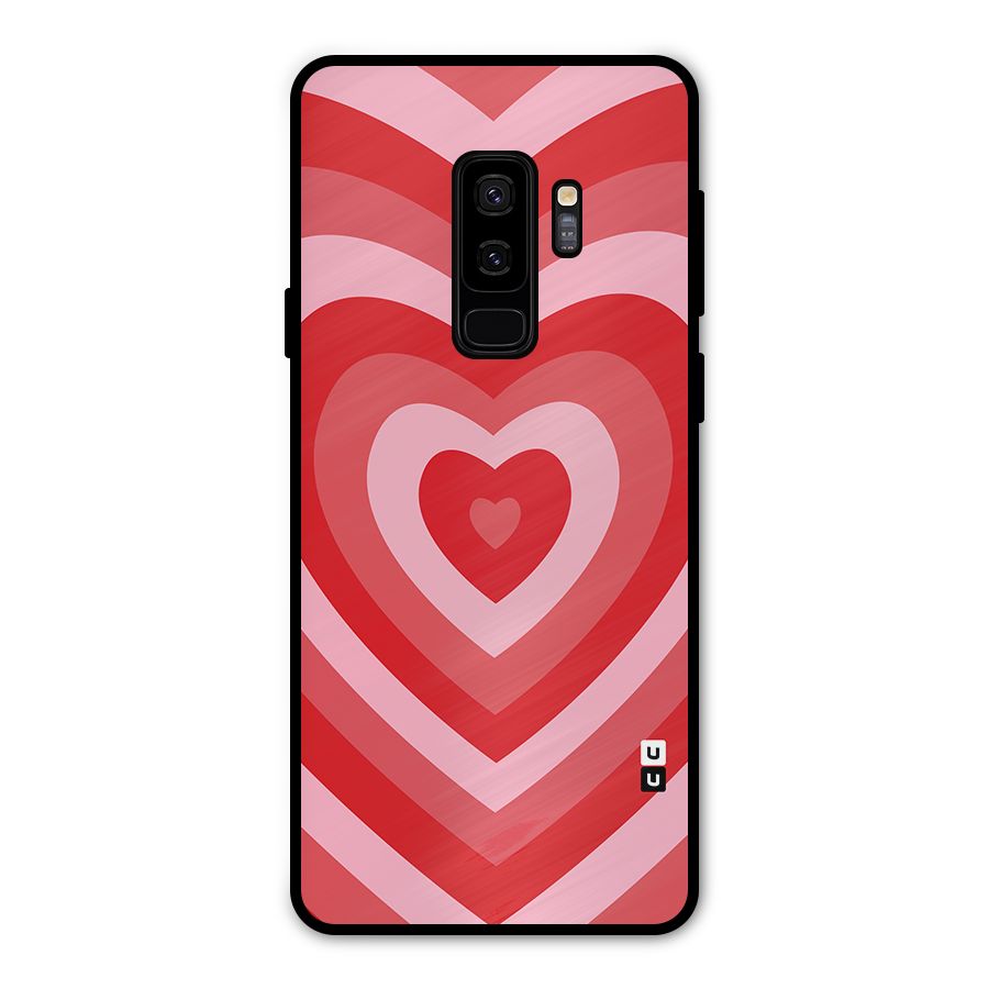 Red Retro Hearts Metal Back Case for Galaxy S9 Plus
