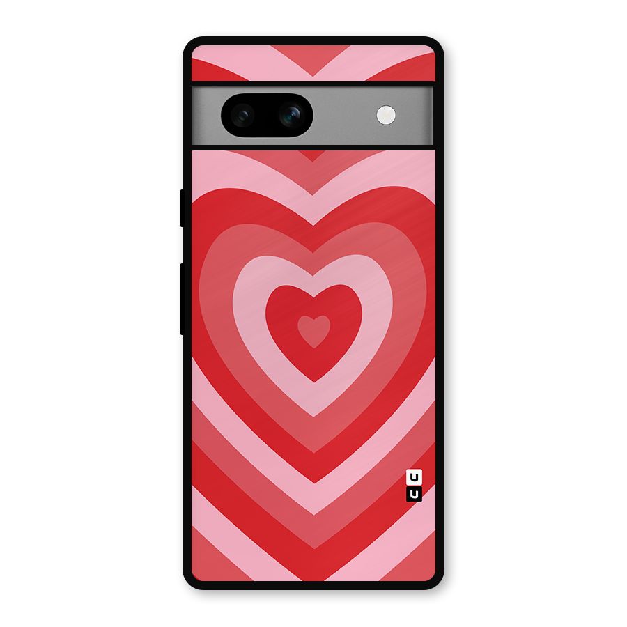 Red Retro Hearts Metal Back Case for Google Pixel 7a