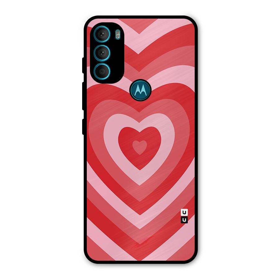 Red Retro Hearts Metal Back Case for Moto G71 5G