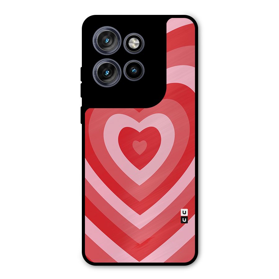 Red Retro Hearts Metal Back Case for Motorola Edge 50 Neo