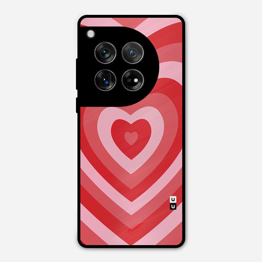 Red Retro Hearts Metal Back Case for OnePlus 12