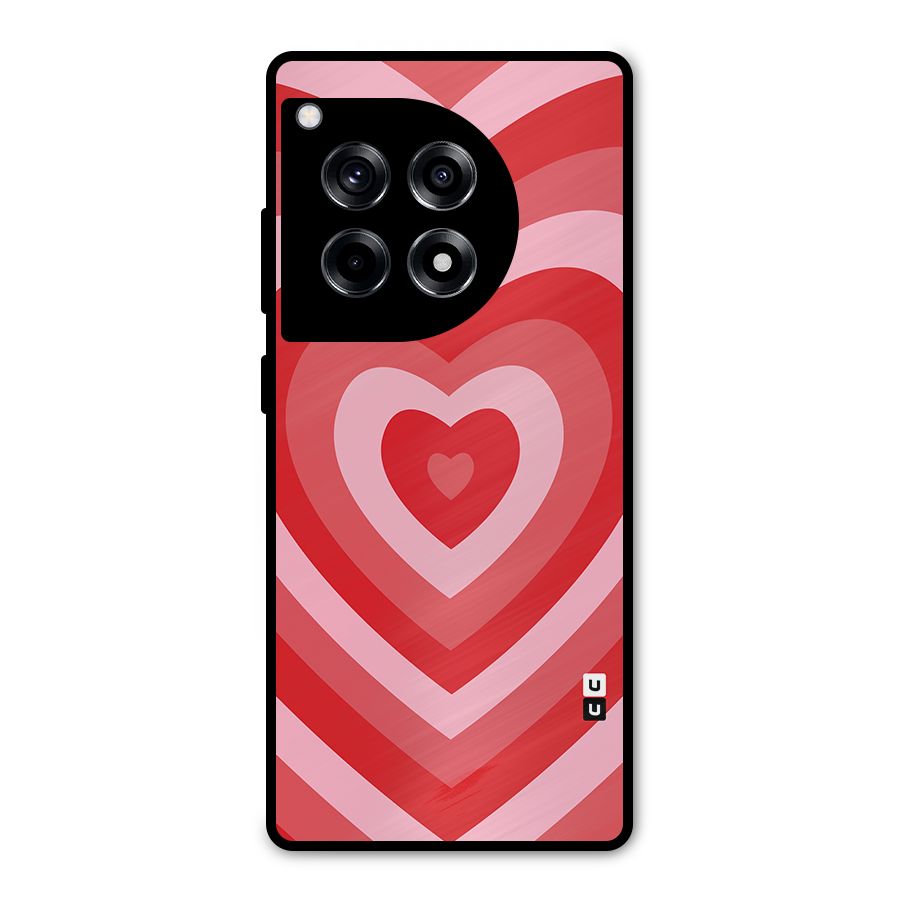 Red Retro Hearts Metal Back Case for OnePlus 12R